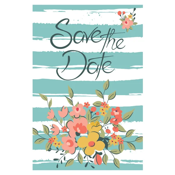 Save the date floral card. — Stock Vector