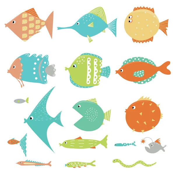 Set of exotic fish. Vector illustration. Isolated — Stock Vector