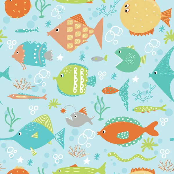 Ensemble de poissons exotiques. Illustration vectorielle. Isolé — Image vectorielle