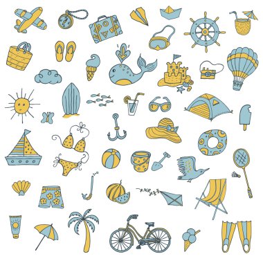 Yaz saati. Elle çizilmiş sembolleri 