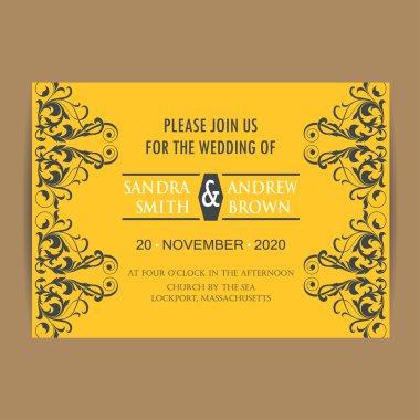 Düğün vintage davetiye kartı veya duyuru