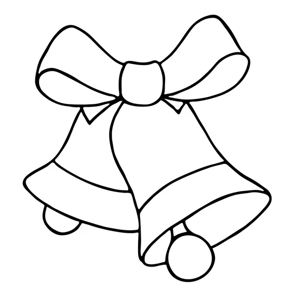 Cloches à jingle avec arc sur fond blanc — Image vectorielle