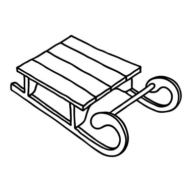 Kızak simgesi. Beyaz arka plan üzerinde çizilmiş vektör çizim