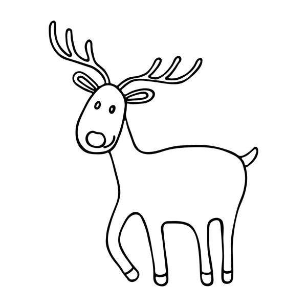 Cartoon Christmas deer icon — Stock Vector