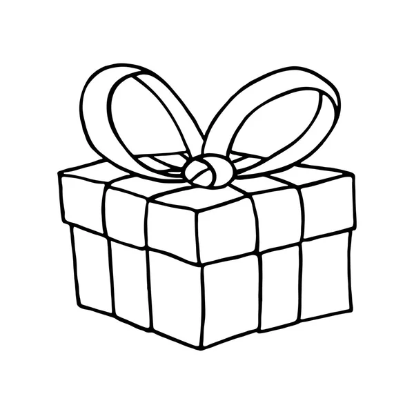 Caja de regalo iconJingle campanas con lazo sobre un fondo blanco — Vector de stock