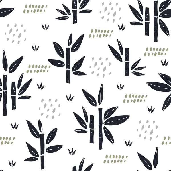 Modèle Sans Couture Avec Des Plantes Bambou Dans Style Scandinave Illustrations De Stock Libres De Droits