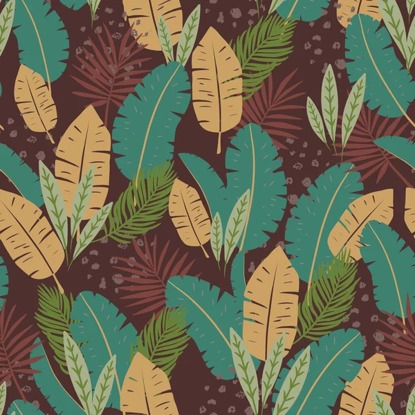 Repeating Seamless Pattern Tropical Leaves Vector Illustration Stock Vector