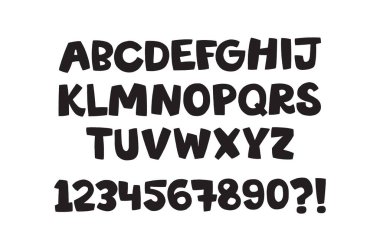 Vektör stilize edilmiş çizgi film İngiliz Alfabesi. Komik el çizimi yazı karakteri