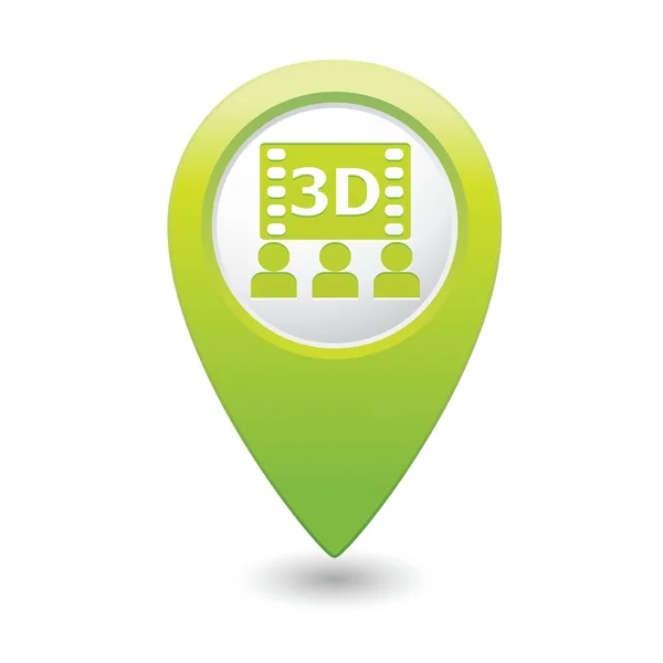 Mapa ponteiro com ícone de cinema — Vetor de Stock