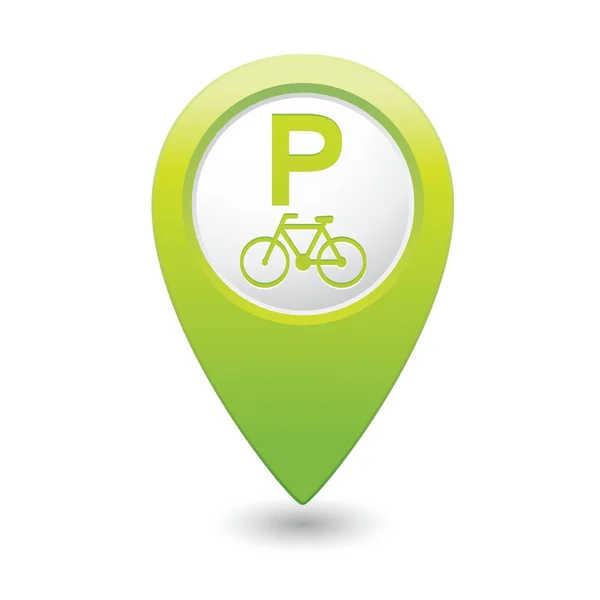 Parking for bicycle icon on map pointer — Stock Vector
