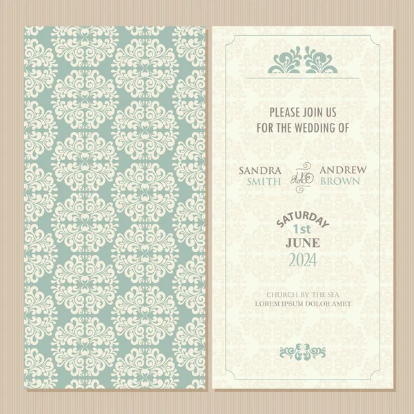 Carte d'invitation vintage de mariage ou annonce — Image vectorielle