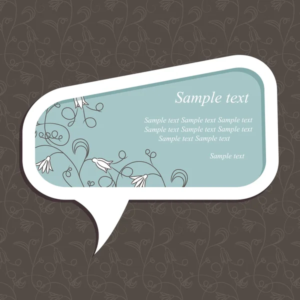 Speech bubble with floral elements on floral background — Stock Vector