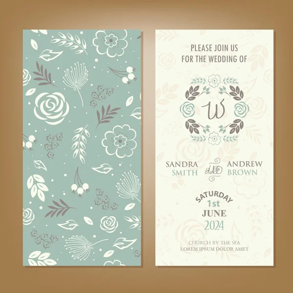 Tarjeta de invitación o anuncio de boda — Vector de stock