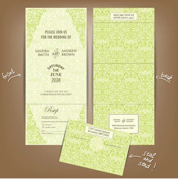 Invitation de mariage ou carte d'annonce — Image vectorielle