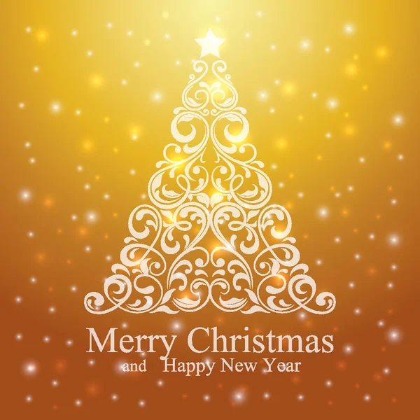 Mutlu Noeller ve mutlu yıllar. Çiçekli Noel ağacıyla.