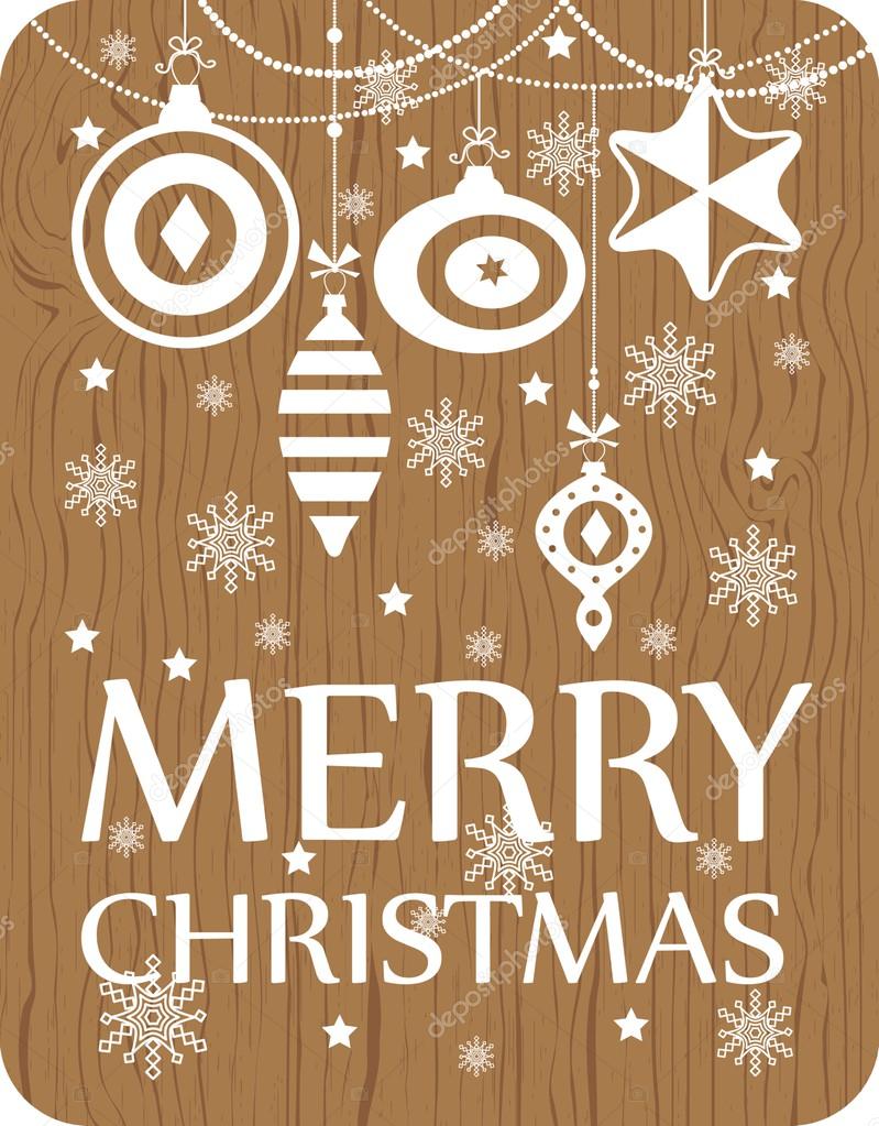 Christmas Greeting Card on Wood Background