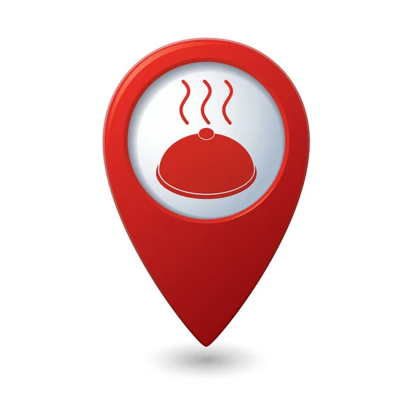 Mappa puntatore con icona del ristorante — Vettoriale Stock