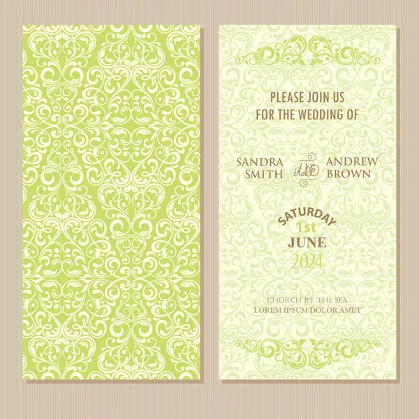 Tarjeta de invitación o anuncio de boda vintage — Vector de stock