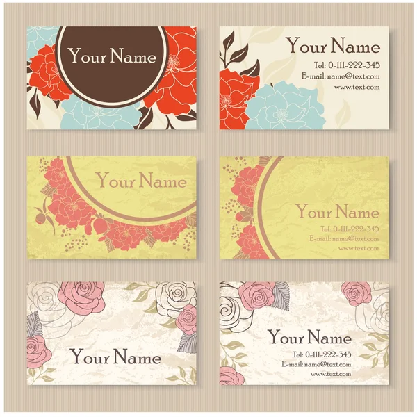Set of floral business cards. — Stock Vector