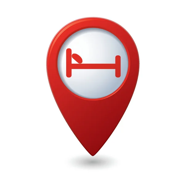 Röd karta pekaren med hotel ikon. — Stock vektor