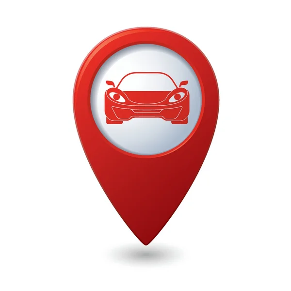 Mappa puntatore con icona dell'auto — Vettoriale Stock
