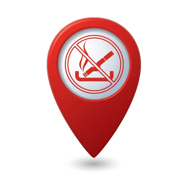 Red map pointer with no smoking sign. — Stock Vector