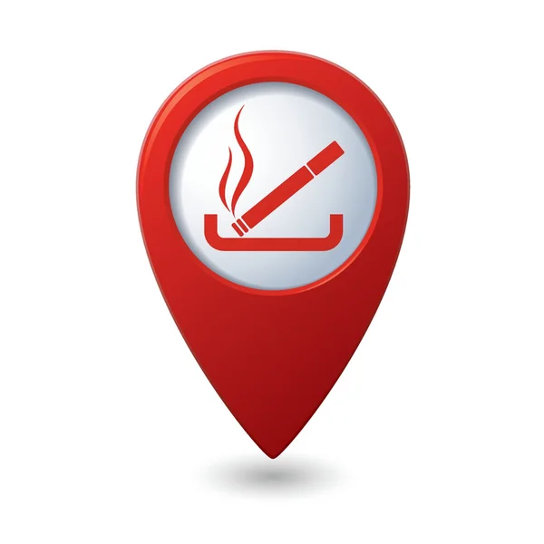 Red map pointer with cigarette icon — Stock Vector