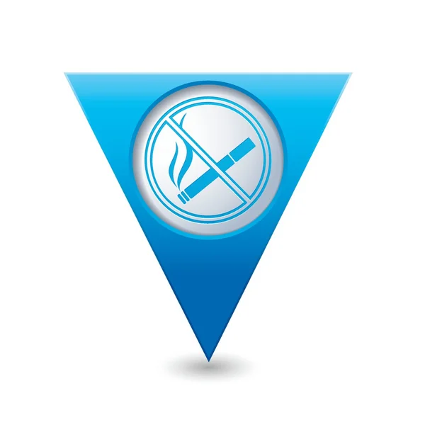 Blue triangular map pointer with no smoking sign. — Stock Vector