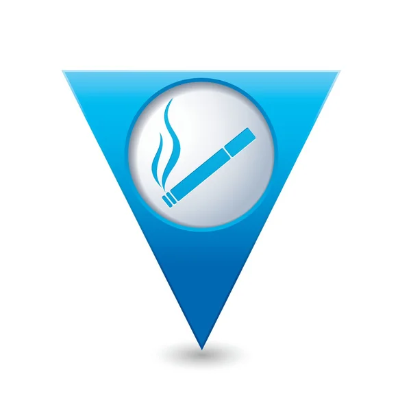 タバコ アイコンが青い三角マップ ポインター — ストックベクタ