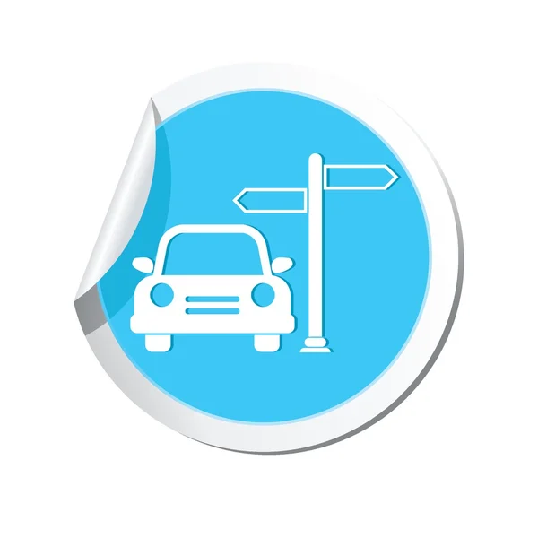 Car and road sign icon. — Stock Vector