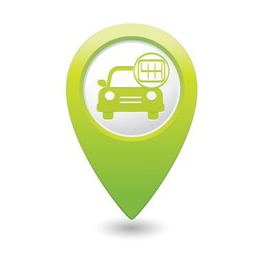 Araba Servisi. Harita tanıtıcısı üzerinde düz vites araba.