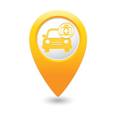 Tıbbi simge ile çapraz harita tanıtıcısı üzerinde.