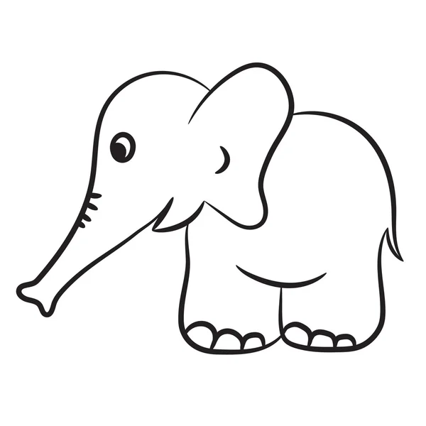 Ilustración delineada del vector del elefante. Aislado sobre blanco . — Vector de stock