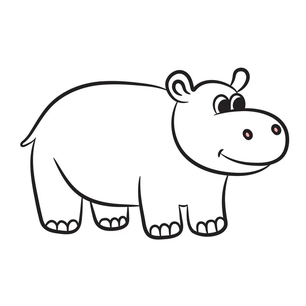Ilustração vetorial hipopótamo delineada. Isolado em branco . — Vetor de Stock