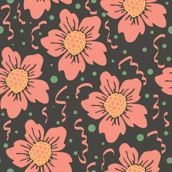 Padrão sem costura abstrato com fundo floral. Ilustração vetorial — Vetor de Stock