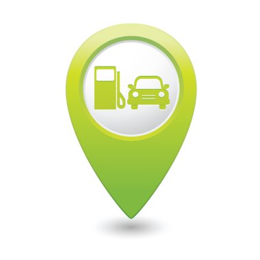 İşaretçi benzin istasyonu simgeyle eşleyin. vektör çizim