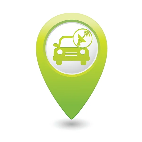 Car-service. Auto met draadloze pictogram op groene kaart aanwijzer. Vectorillustratie — Stockvector