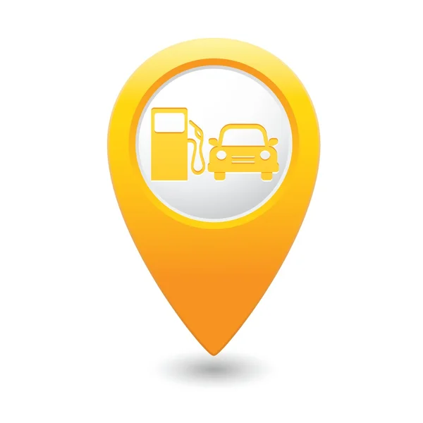 Map pointer with gas station icon. Vector illustration — Stock Vector