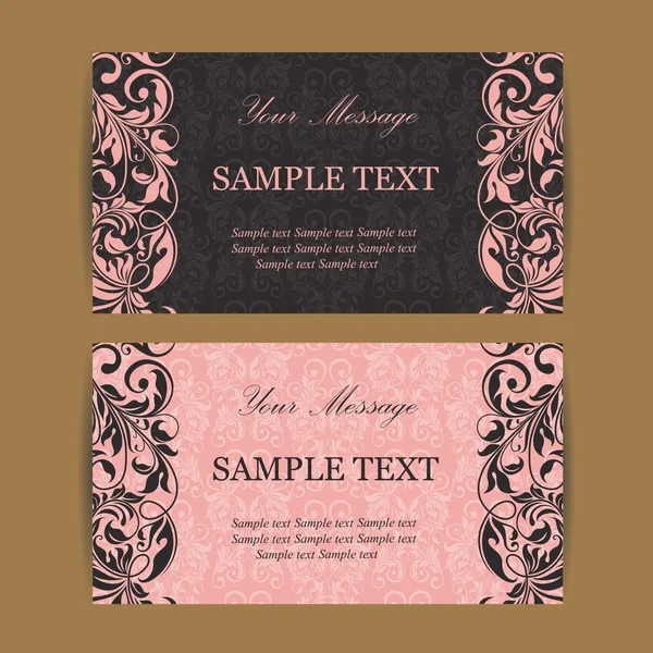 Floral vintage business cards, invitations or announcements. — Stock Vector