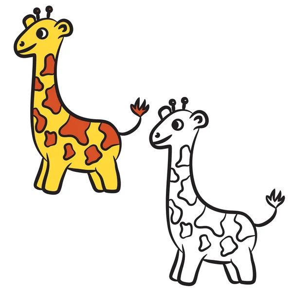 Kreskówka żyrafa. Kolorowanka. Ilustracja wektorowa — Wektor stockowy