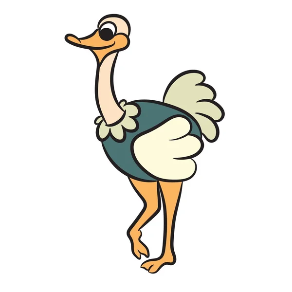 Lindo avestruz de dibujos animados. Ilustración vectorial — Vector de stock