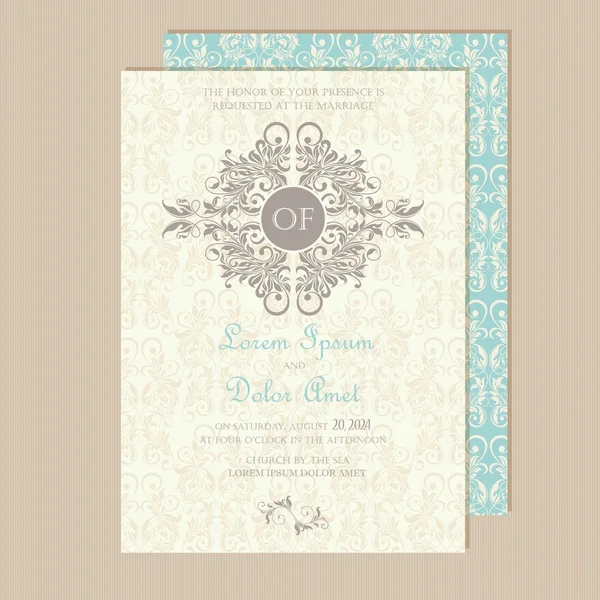 Vackra bröllop inbjudningskort. — Stock vektor