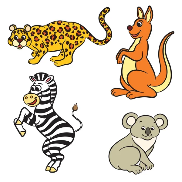 Schattig dierentuin dieren collectie. Vectorillustratie. — Stockvector