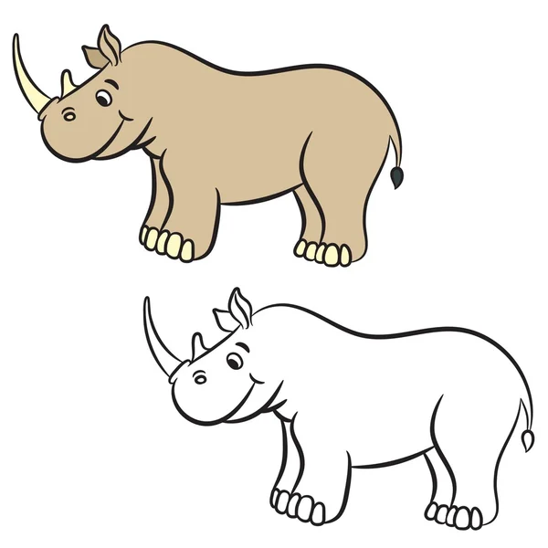 Rhinocéros de dessin animé. Livre à colorier. Illustration vectorielle . — Image vectorielle