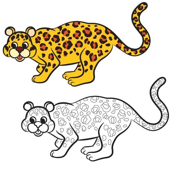 Leopard vektor illustration. Målarbok. Vektor illustration. — Stock vektor