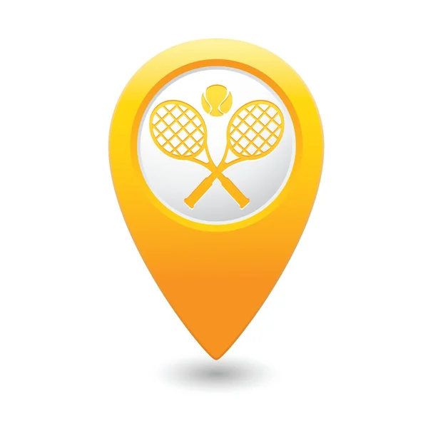 Map pointer with tennis icon — Stock Vector