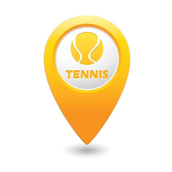 Puntero de mapa con icono de tenis — Vector de stock