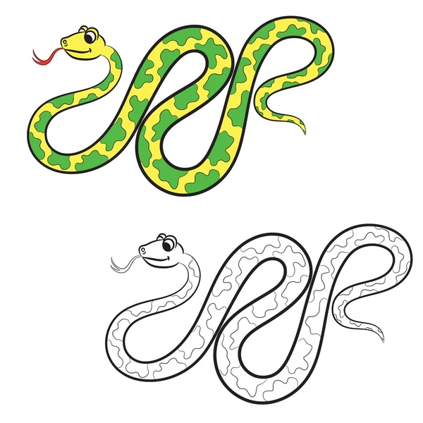 Ilustración de serpiente. Libro para colorear . — Vector de stock