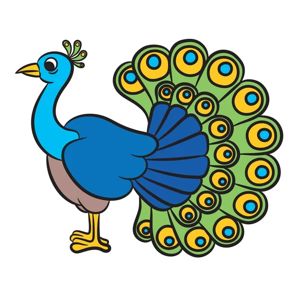 Ilustración de pavo real sobre fondo blanco. Vector — Vector de stock