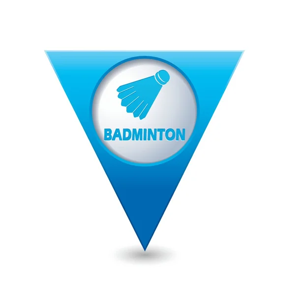 Blauer dreieckiger Kartenzeiger mit Badminton-Symbol. — Stockvektor